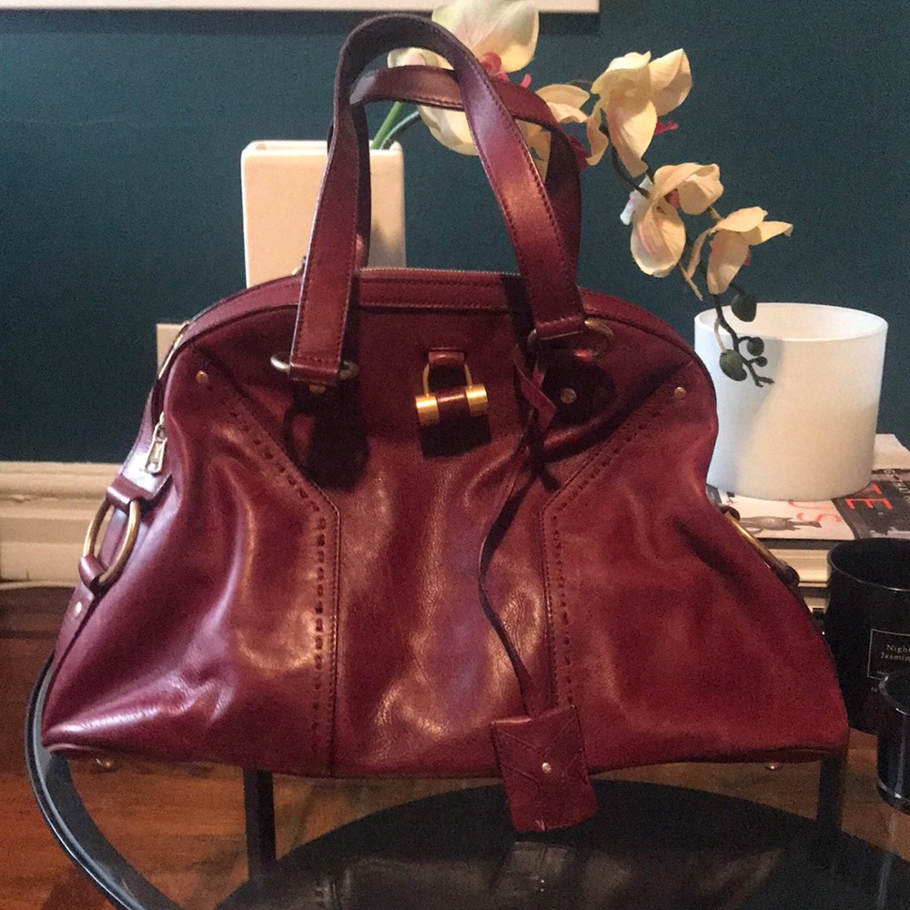 Used YSL tote bag in burgundy